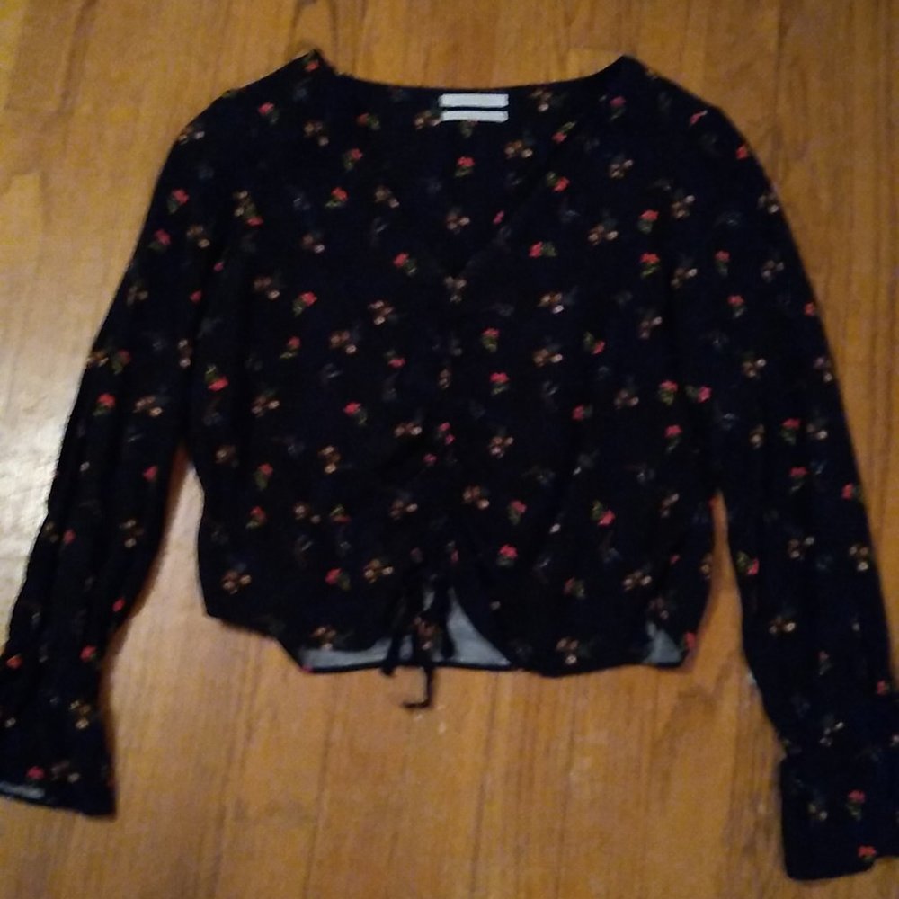 Urban Outfitters Black Floral Printed Top